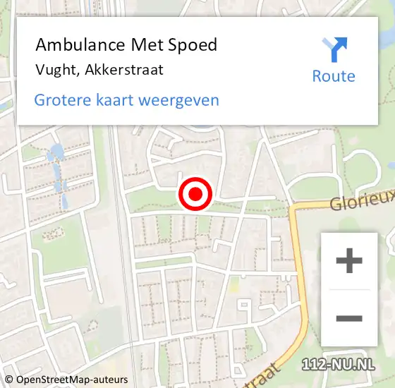 Locatie op kaart van de 112 melding: Ambulance Met Spoed Naar Vught, Akkerstraat op 28 april 2019 21:51