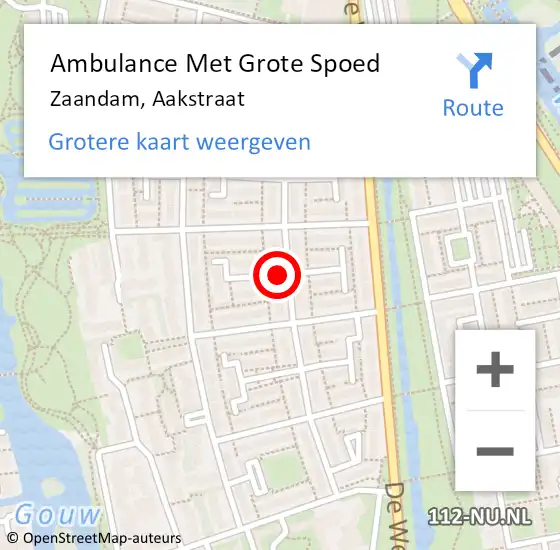 Locatie op kaart van de 112 melding: Ambulance Met Grote Spoed Naar Zaandam, Aakstraat op 28 april 2019 23:14