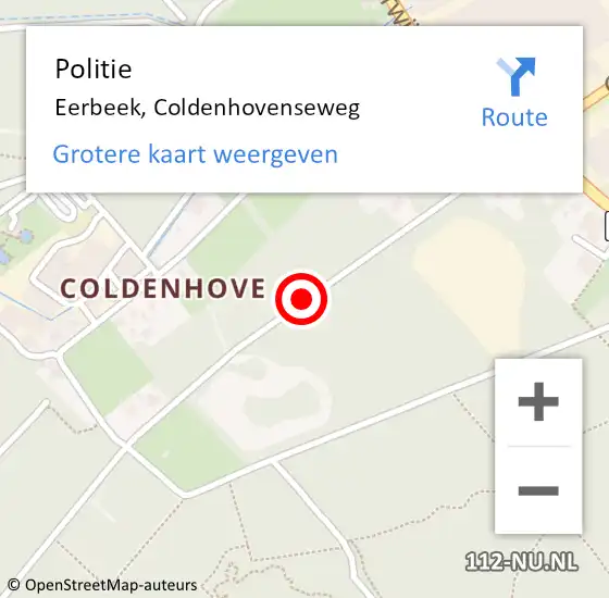 Locatie op kaart van de 112 melding: Politie Eerbeek, Coldenhovenseweg op 29 april 2019 06:15