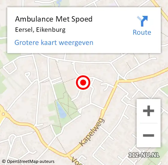 Locatie op kaart van de 112 melding: Ambulance Met Spoed Naar Eersel, Eikenburg op 29 april 2019 07:10