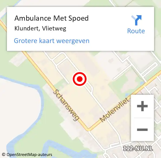 Locatie op kaart van de 112 melding: Ambulance Met Spoed Naar Klundert, Vlietweg op 29 april 2019 10:07