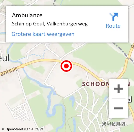 Locatie op kaart van de 112 melding: Ambulance Schin op Geul, Valkenburgerweg op 27 september 2013 08:06