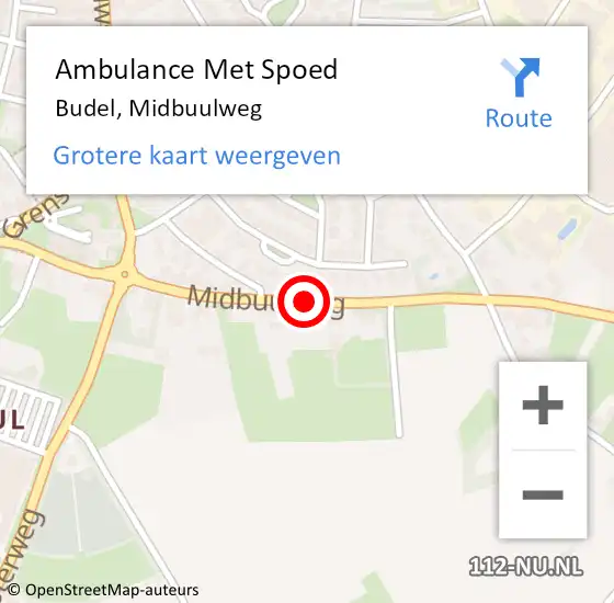 Locatie op kaart van de 112 melding: Ambulance Met Spoed Naar Budel, Midbuulweg op 29 april 2019 10:50