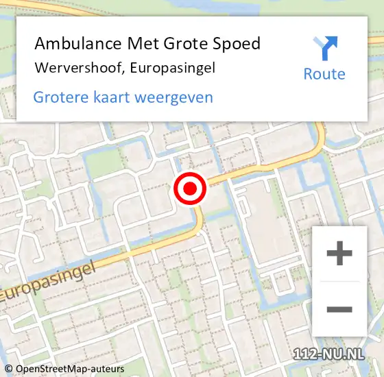 Locatie op kaart van de 112 melding: Ambulance Met Grote Spoed Naar Wervershoof, Europasingel op 29 april 2019 10:55