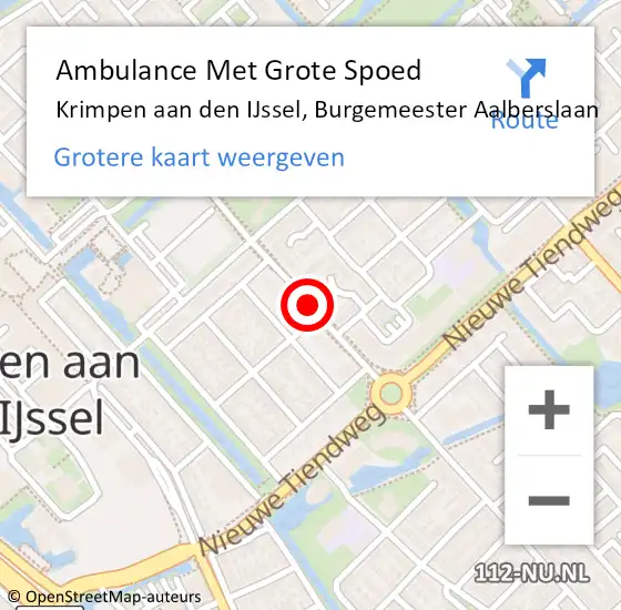 Locatie op kaart van de 112 melding: Ambulance Met Grote Spoed Naar Krimpen aan den IJssel, Burgemeester Aalberslaan op 29 april 2019 10:55