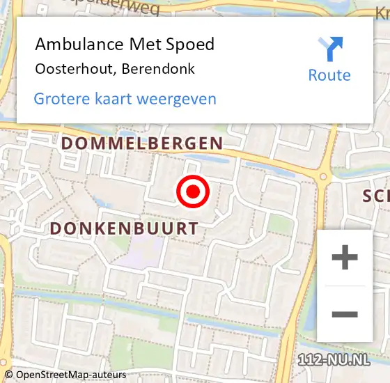 Locatie op kaart van de 112 melding: Ambulance Met Spoed Naar Oosterhout, Berendonk op 29 april 2019 10:57