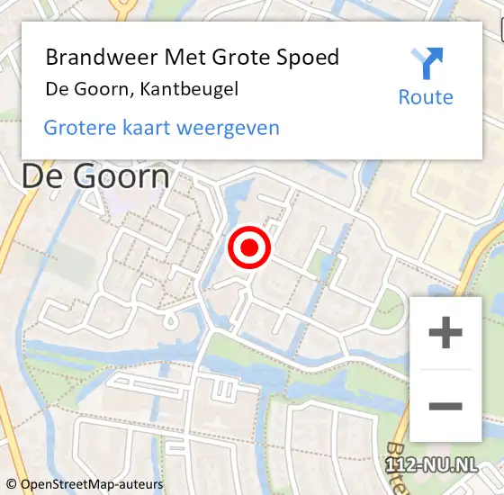 Locatie op kaart van de 112 melding: Brandweer Met Grote Spoed Naar De Goorn, Kantbeugel op 29 april 2019 11:00