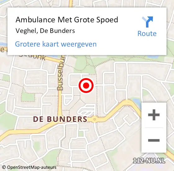 Locatie op kaart van de 112 melding: Ambulance Met Grote Spoed Naar Veghel, De Bunders op 29 april 2019 11:05