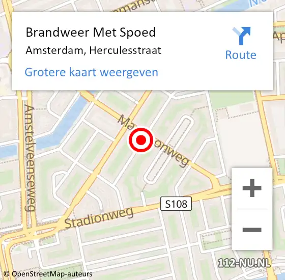 Locatie op kaart van de 112 melding: Brandweer Met Spoed Naar Amsterdam, Herculesstraat op 29 april 2019 11:51