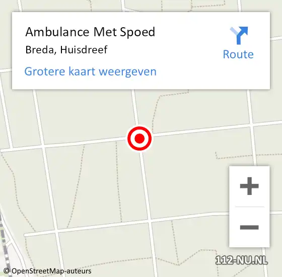Locatie op kaart van de 112 melding: Ambulance Met Spoed Naar Breda, Huisdreef op 29 april 2019 11:57