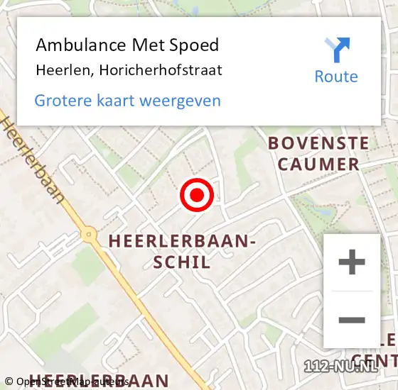 Locatie op kaart van de 112 melding: Ambulance Met Spoed Naar Heerlen, Horicherhofstraat op 31 maart 2014 00:10