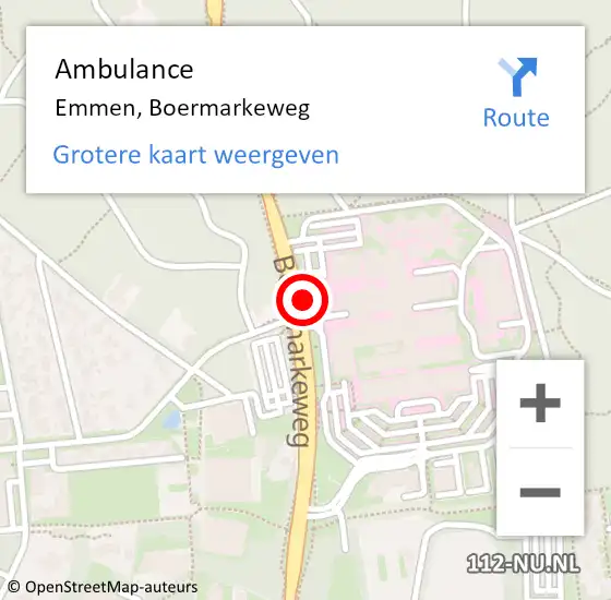 Locatie op kaart van de 112 melding: Ambulance Emmen, Boermarkeweg op 29 april 2019 12:23