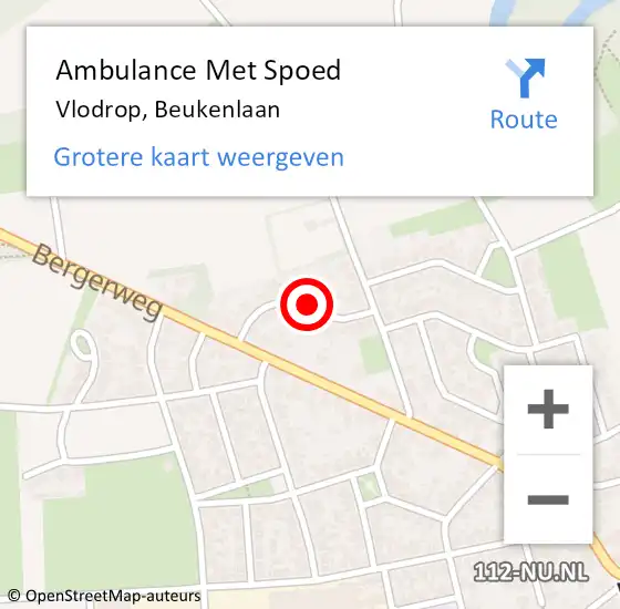 Locatie op kaart van de 112 melding: Ambulance Met Spoed Naar Vlodrop, Beukenlaan op 29 april 2019 12:38