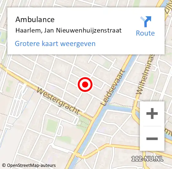 Locatie op kaart van de 112 melding: Ambulance Haarlem, Jan Nieuwenhuijzenstraat op 29 april 2019 12:38