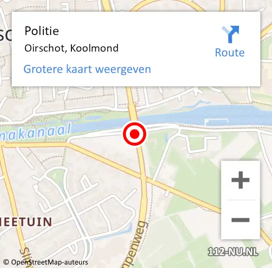 Locatie op kaart van de 112 melding: Politie Oirschot, Koolmond op 29 april 2019 13:21