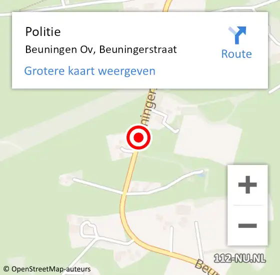 Locatie op kaart van de 112 melding: Politie Beuningen Ov, Beuningerstraat op 29 april 2019 14:23