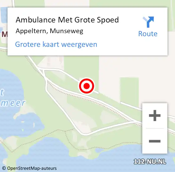 Locatie op kaart van de 112 melding: Ambulance Met Grote Spoed Naar Appeltern, Munseweg op 29 april 2019 14:59