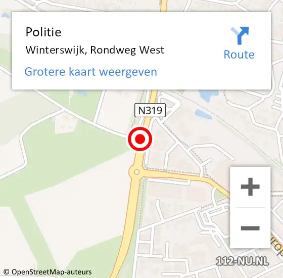 Locatie op kaart van de 112 melding: Politie Winterswijk, Rondweg West op 29 april 2019 15:01