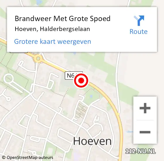 Locatie op kaart van de 112 melding: Brandweer Met Grote Spoed Naar Hoeven, Halderbergselaan op 29 april 2019 17:16