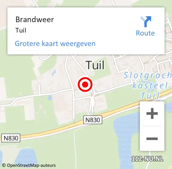 Locatie op kaart van de 112 melding: Brandweer Tuil op 29 april 2019 17:54