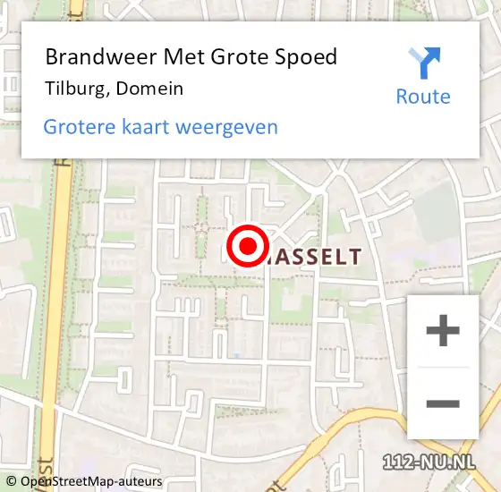 Locatie op kaart van de 112 melding: Brandweer Met Grote Spoed Naar Tilburg, Domein op 29 april 2019 18:19