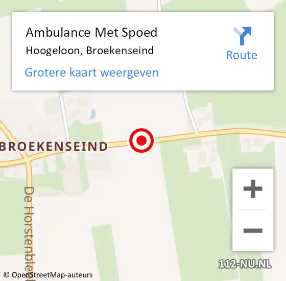 Locatie op kaart van de 112 melding: Ambulance Met Spoed Naar Hoogeloon, Broekenseind op 29 april 2019 19:05