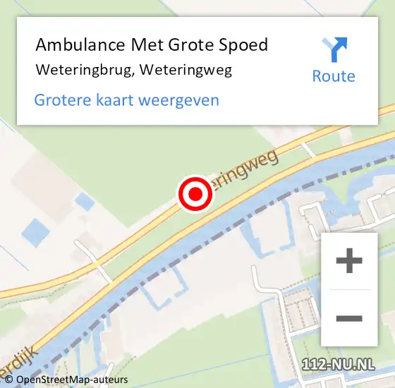 Locatie op kaart van de 112 melding: Ambulance Met Grote Spoed Naar Weteringbrug, Weteringweg op 29 april 2019 20:55