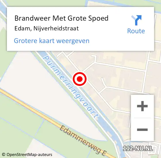 Locatie op kaart van de 112 melding: Brandweer Met Grote Spoed Naar Edam, Nijverheidstraat op 31 maart 2014 02:55