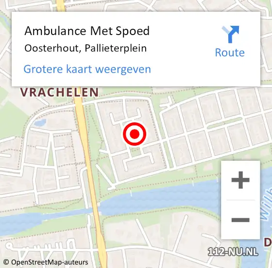 Locatie op kaart van de 112 melding: Ambulance Met Spoed Naar Oosterhout, Pallieterplein op 30 april 2019 00:49