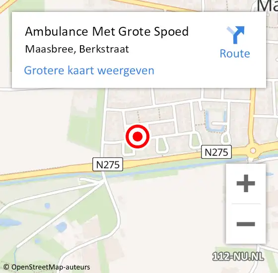 Locatie op kaart van de 112 melding: Ambulance Met Grote Spoed Naar Maasbree, Berkstraat op 31 maart 2014 03:00