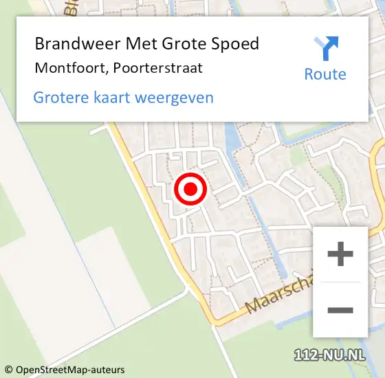 Locatie op kaart van de 112 melding: Brandweer Met Grote Spoed Naar Montfoort, Poorterstraat op 30 april 2019 01:22