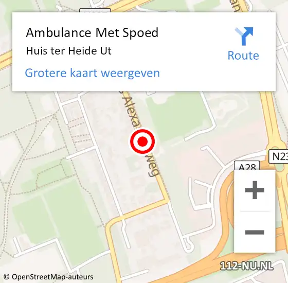 Locatie op kaart van de 112 melding: Ambulance Met Spoed Naar Huis ter Heide Ut op 30 april 2019 03:54