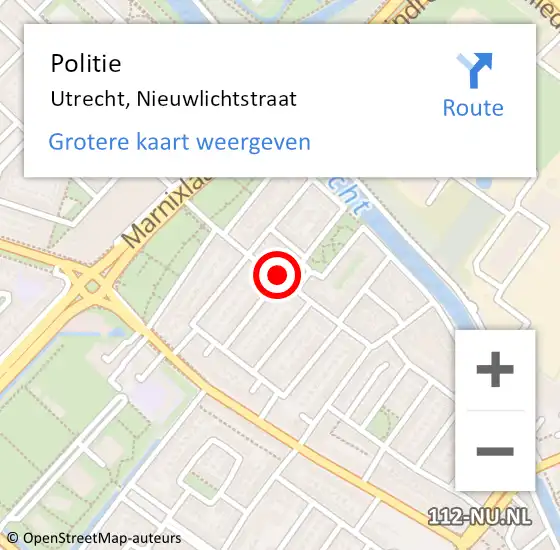 Locatie op kaart van de 112 melding: Politie Utrecht, Nieuwlichtstraat op 30 april 2019 05:15