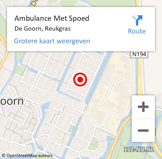 Locatie op kaart van de 112 melding: Ambulance Met Spoed Naar De Goorn, Reukgras op 31 maart 2014 04:07