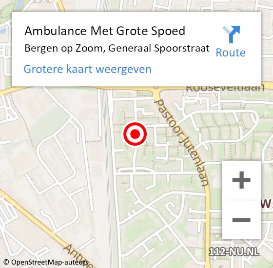 Locatie op kaart van de 112 melding: Ambulance Met Grote Spoed Naar Bergen op Zoom, Generaal Spoorstraat op 30 april 2019 11:25