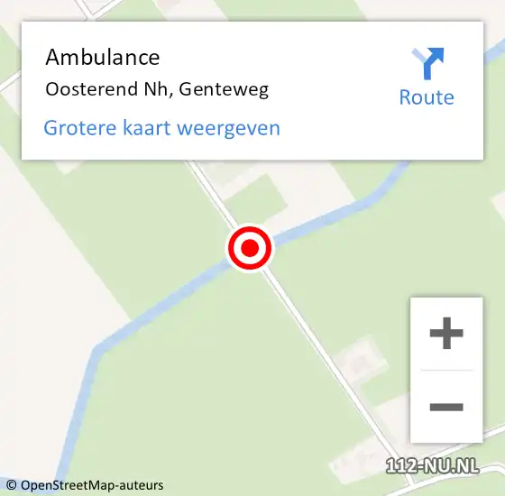 Locatie op kaart van de 112 melding: Ambulance Oosterend Nh, Genteweg op 30 april 2019 11:54