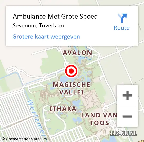 Locatie op kaart van de 112 melding: Ambulance Met Grote Spoed Naar Sevenum, Toverlaan op 30 april 2019 14:03