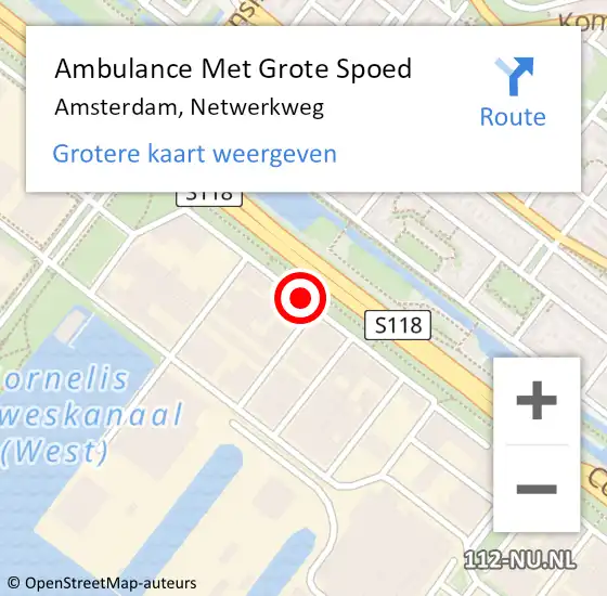 Locatie op kaart van de 112 melding: Ambulance Met Grote Spoed Naar Amsterdam, Netwerkweg op 30 april 2019 14:23
