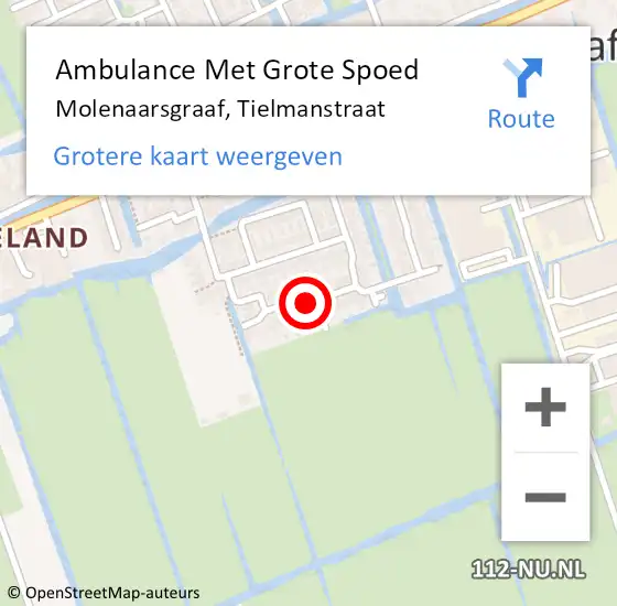 Locatie op kaart van de 112 melding: Ambulance Met Grote Spoed Naar Molenaarsgraaf, Tielmanstraat op 30 april 2019 14:33