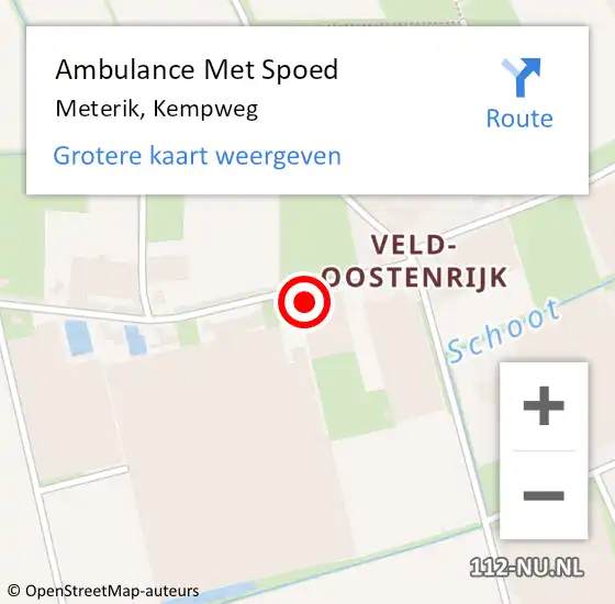 Locatie op kaart van de 112 melding: Ambulance Met Spoed Naar Meterik, Kempweg op 31 maart 2014 06:18
