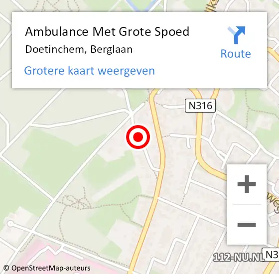 Locatie op kaart van de 112 melding: Ambulance Met Grote Spoed Naar Doetinchem, Berglaan op 30 april 2019 15:27