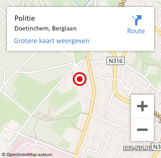 Locatie op kaart van de 112 melding: Politie Doetinchem, Berglaan op 30 april 2019 15:31