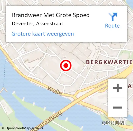 Locatie op kaart van de 112 melding: Brandweer Met Grote Spoed Naar Deventer, Assenstraat op 30 april 2019 15:31