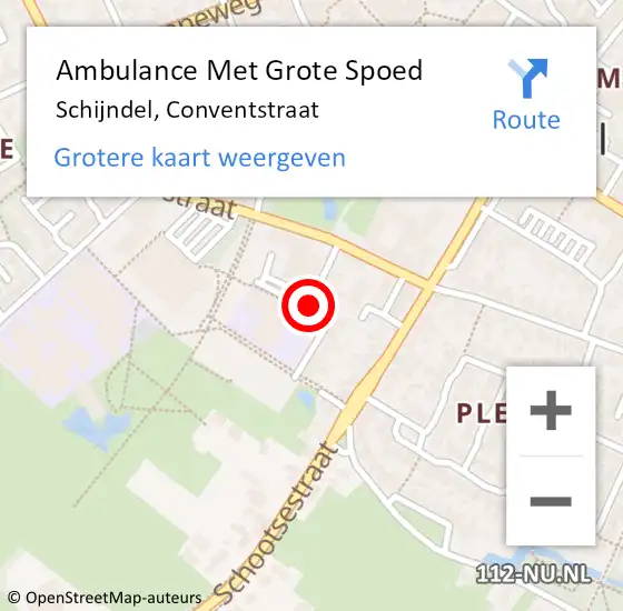 Locatie op kaart van de 112 melding: Ambulance Met Grote Spoed Naar Schijndel, Conventstraat op 30 april 2019 16:08