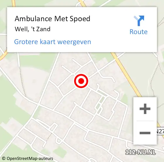 Locatie op kaart van de 112 melding: Ambulance Met Spoed Naar Well, 't Zand op 30 april 2019 17:01