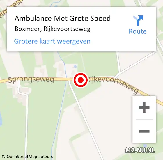 Locatie op kaart van de 112 melding: Ambulance Met Grote Spoed Naar Boxmeer, Rijkevoortseweg op 30 april 2019 17:18