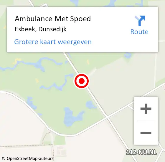 Locatie op kaart van de 112 melding: Ambulance Met Spoed Naar Esbeek, Dunsedijk op 30 april 2019 17:46