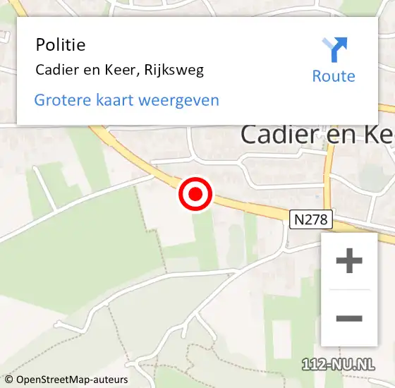 Locatie op kaart van de 112 melding: Politie Cadier en Keer, Rijksweg op 30 april 2019 18:24