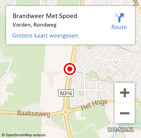 Locatie op kaart van de 112 melding: Brandweer Met Spoed Naar Vorden, Rondweg op 30 april 2019 18:43