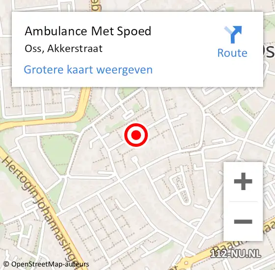Locatie op kaart van de 112 melding: Ambulance Met Spoed Naar Oss, Akkerstraat op 30 april 2019 20:41